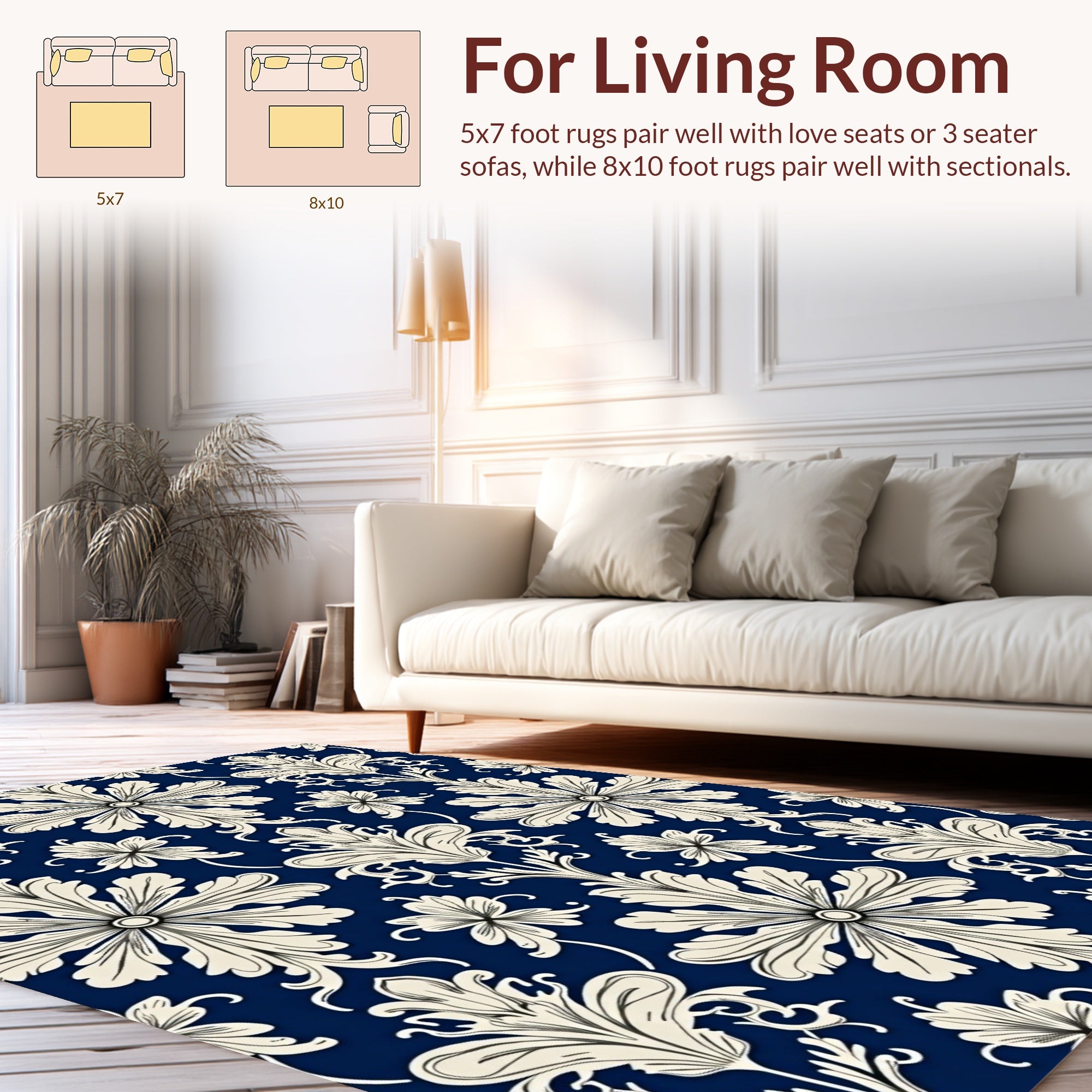 Classic Floral Damask Pattern Rug