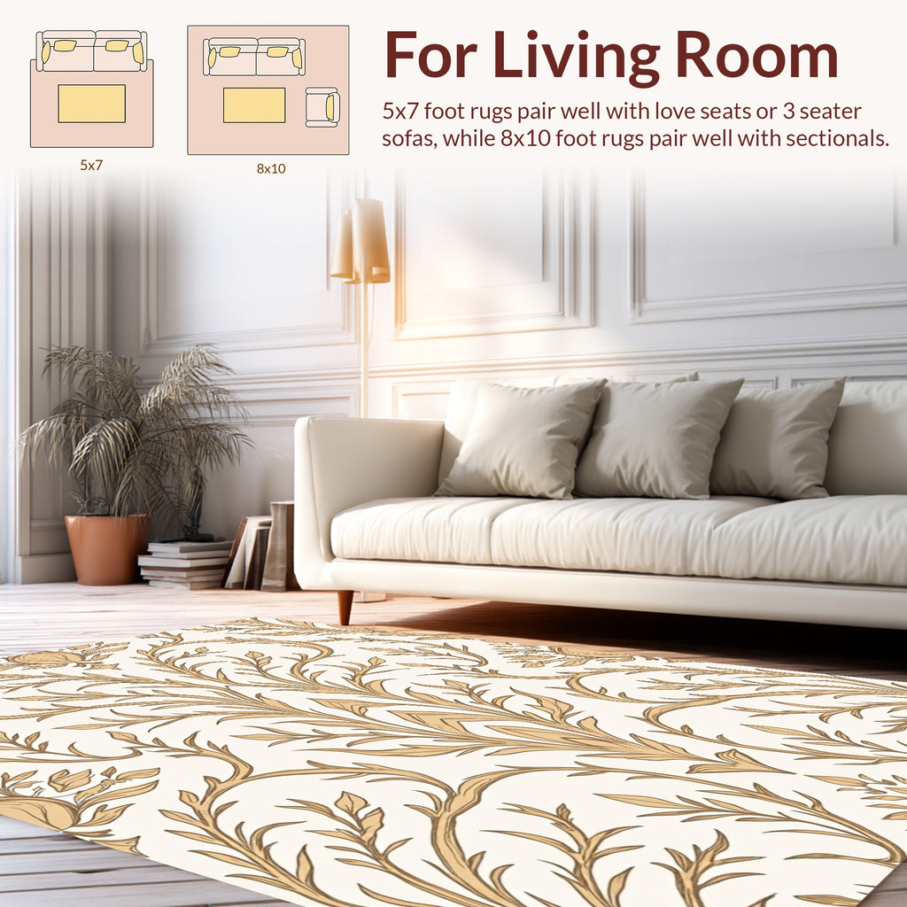 Golden Laurel Floral Art Nouveau Pattern Rug