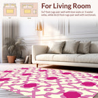 Bold Geometric Pink Mandala Pattern Rug