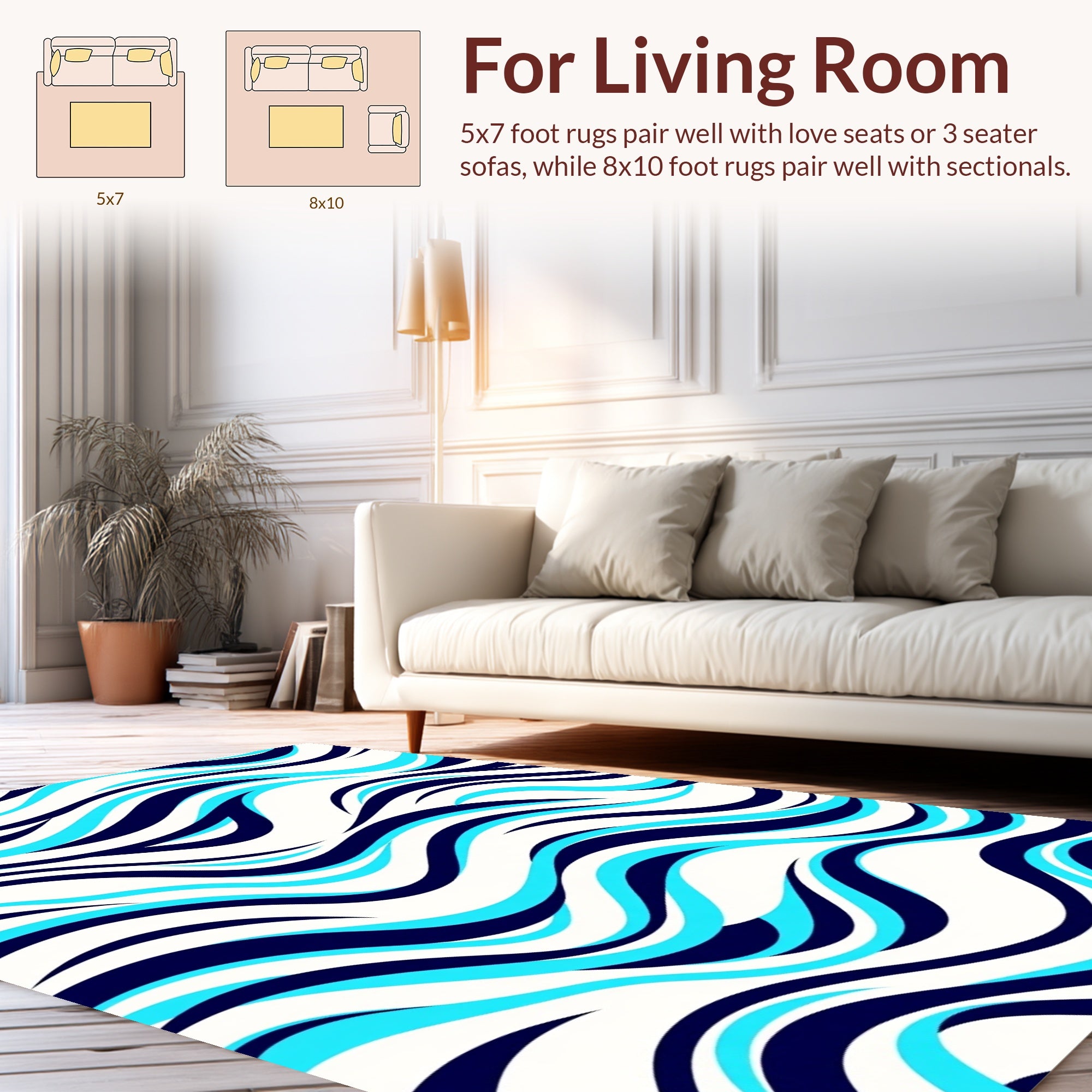 Flowing Waves Patterned Rug