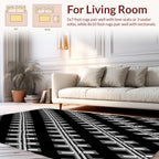 Modern Black White Jagged Stripe Rug