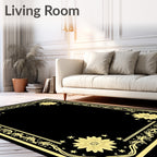 Golden Floral Starburst Medallion Border Rug