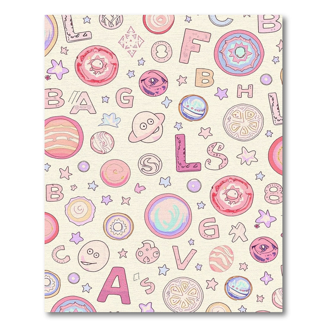 Pastel Alphabet Galaxy Star Composition Rug