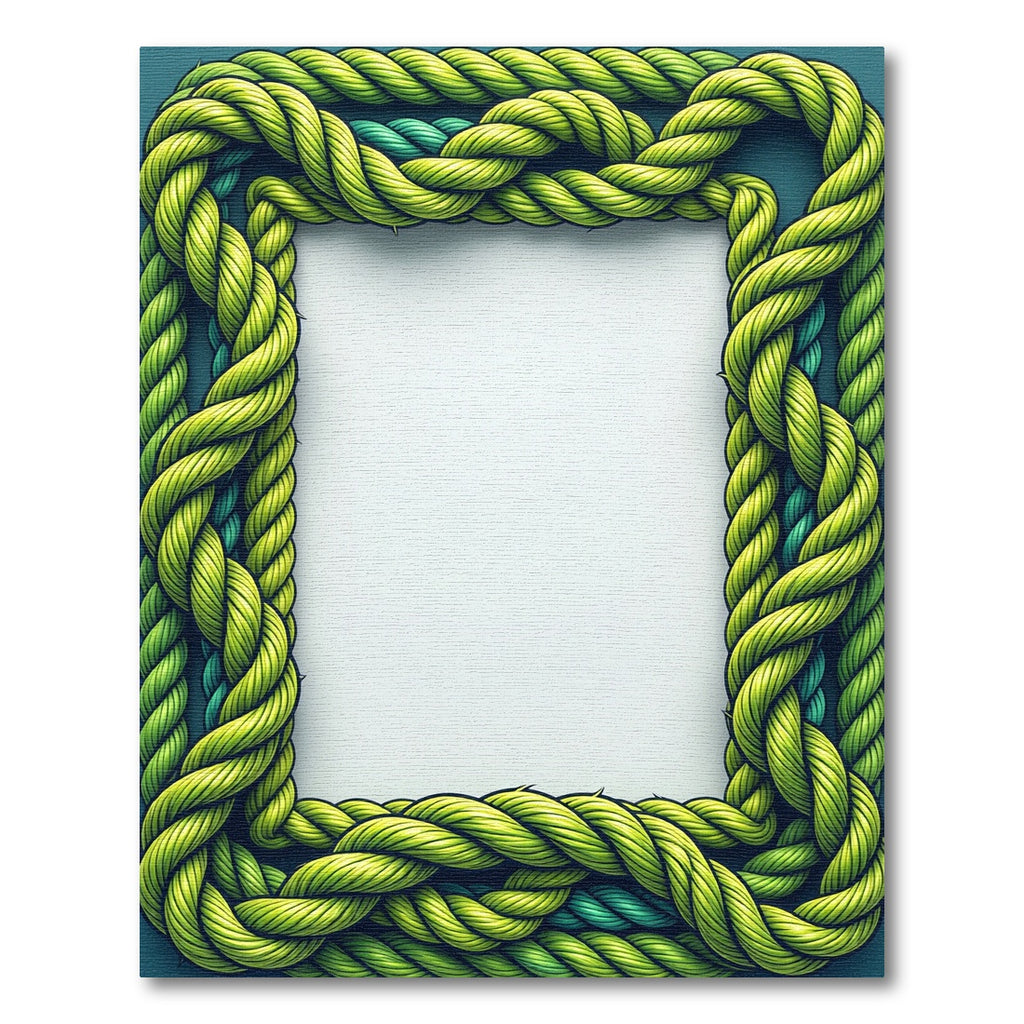 Vivid Chartreuse Braided Rope Frame Rug