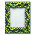 Vivid Chartreuse Braided Rope Frame Rug