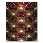 Art Deco Golden Sunburst Maroon Backdrop Rug