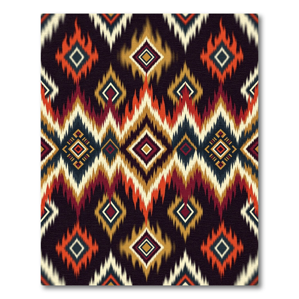 Bold Ochre Burnt Orange Geometric Tribal Rug