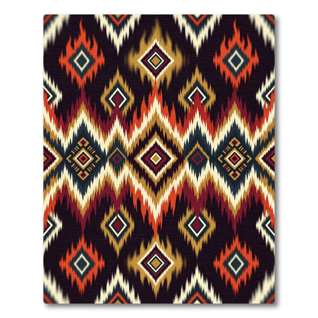 Bold Ochre Burnt Orange Geometric Tribal Rug