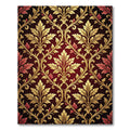 Ornate Gold Leaf Red Damask Rug