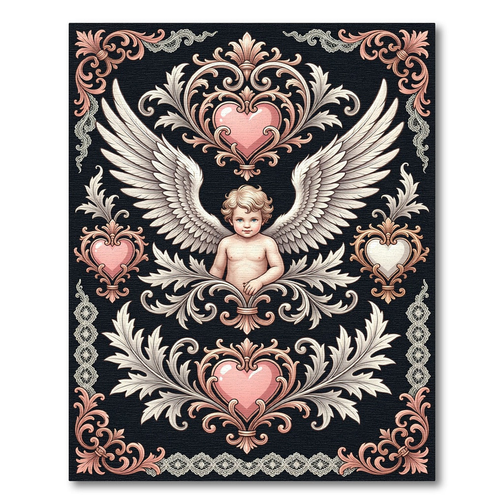 Cherubic Angel Pink Heart Filigree Rug