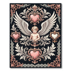 Cherubic Angel Pink Heart Filigree Rug