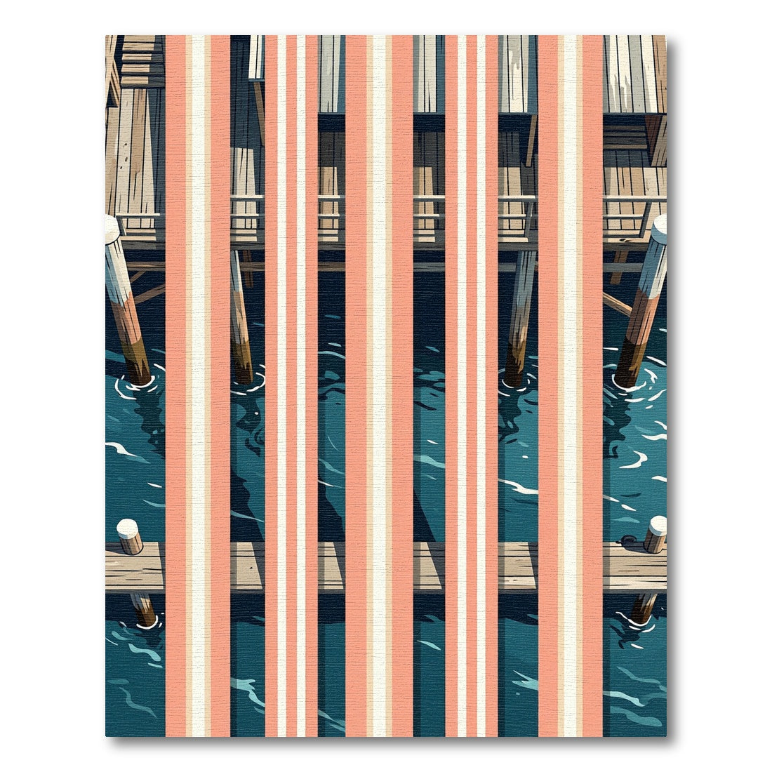 Coastal Coral Striped Dock Rug
