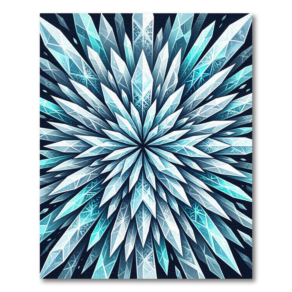 Radiant Ice Crystal Starburst Navy Blue Rug