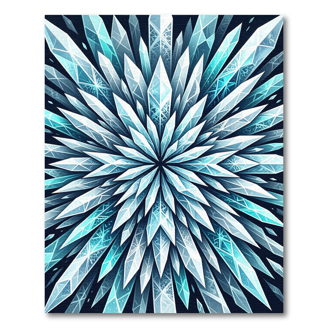 Radiant Ice Crystal Starburst Navy Blue Rug