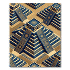 Golden Sun Ancient Step Temple Geometric Rug