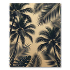 Dark Tropical Palm Leaf Silhouette Rug