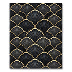 Black Gold Art Deco Shell Rug