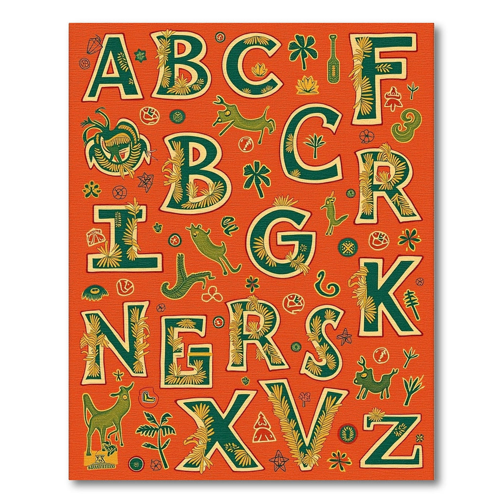 Whimsical Animal Alphabet Garden Rug