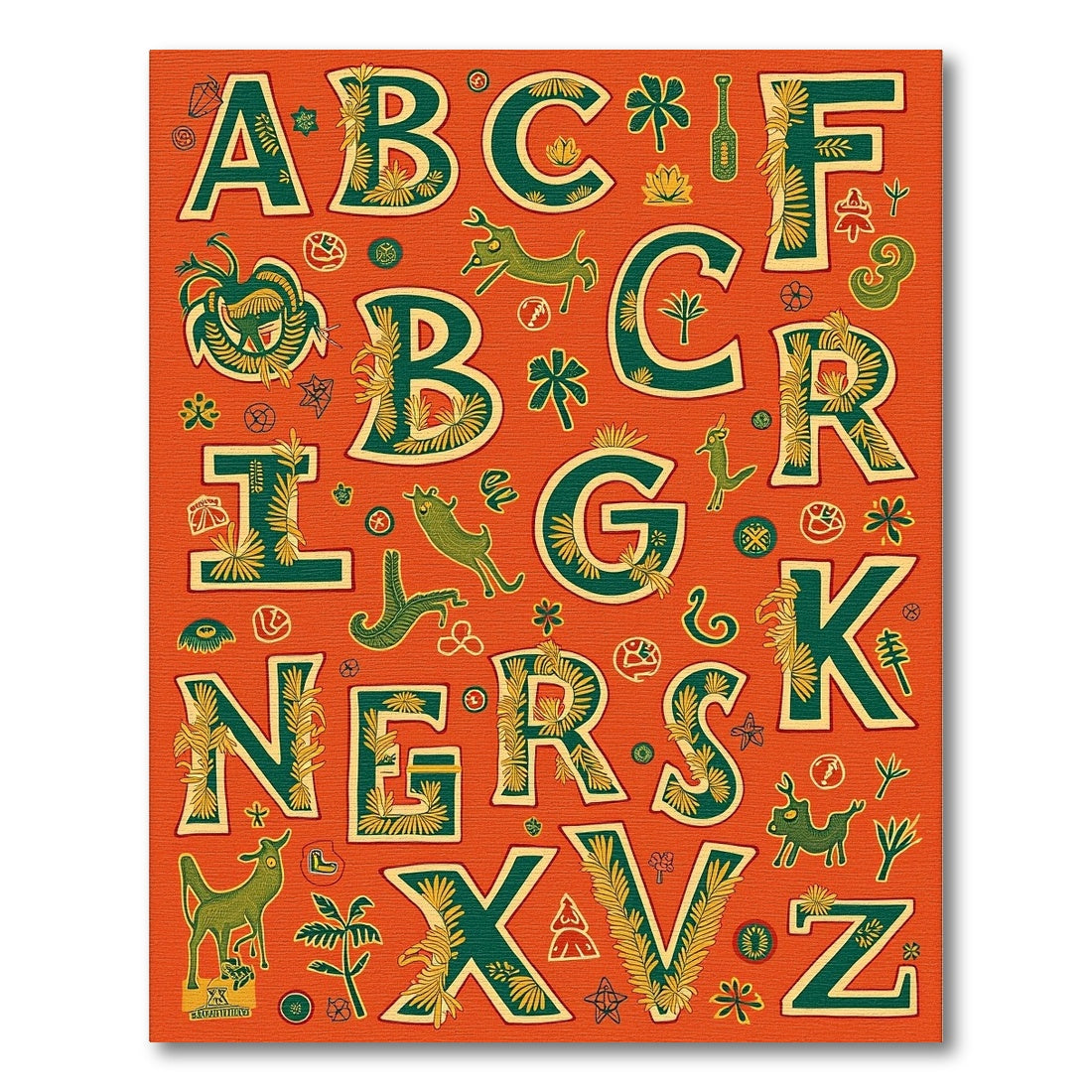 Whimsical Animal Alphabet Garden Rug