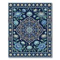 Azure Botanical Lattice Work Rug