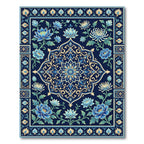 Azure Botanical Lattice Work Rug