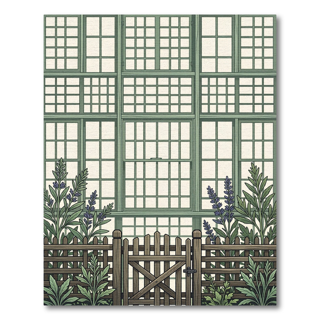 Green Lattice Garden Foliage View Rug