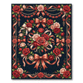 Elegant Red Roses Ribbon Garland Rug