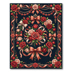 Elegant Red Roses Ribbon Garland Rug