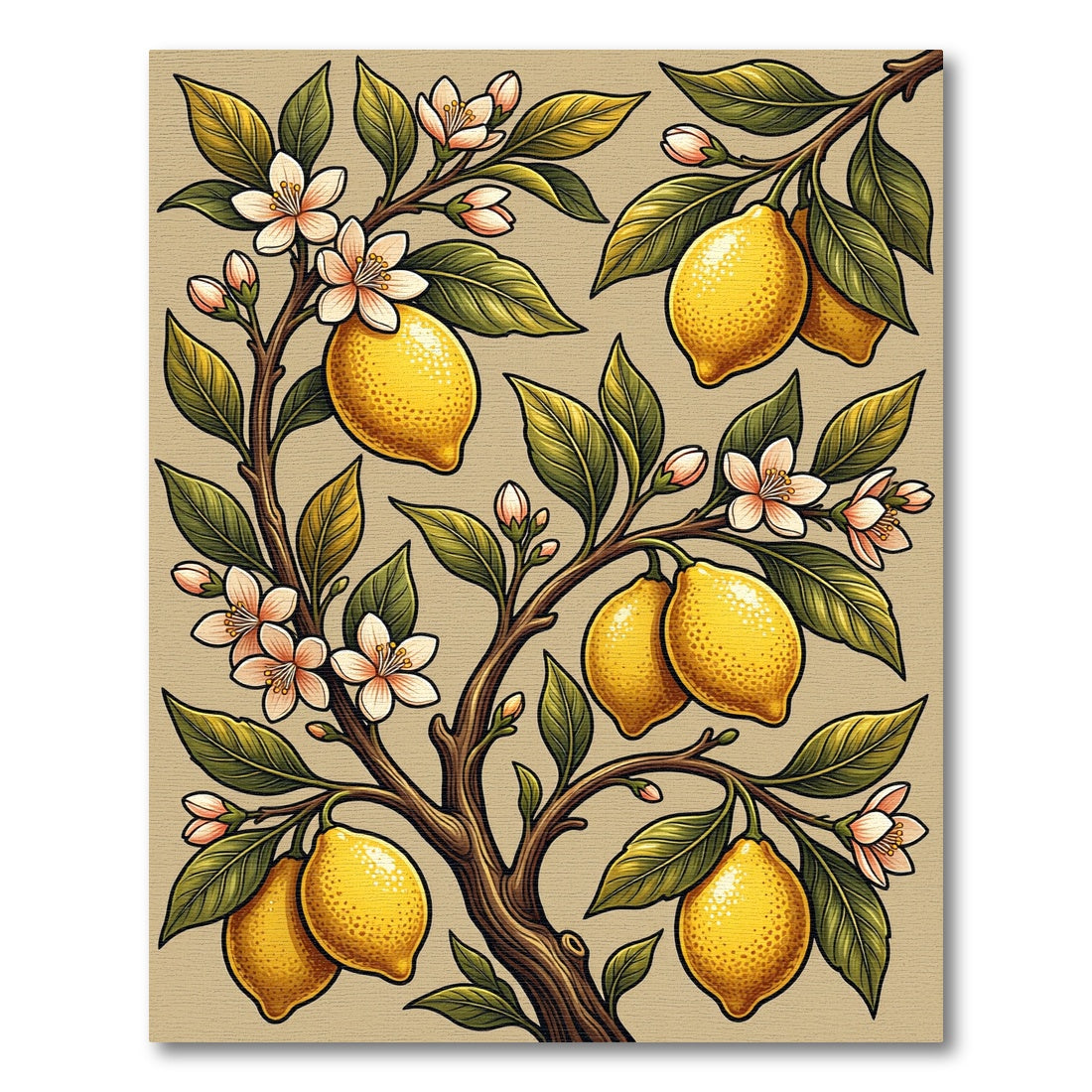 Vibrant Yellow Lemon Blossom Branches Rug