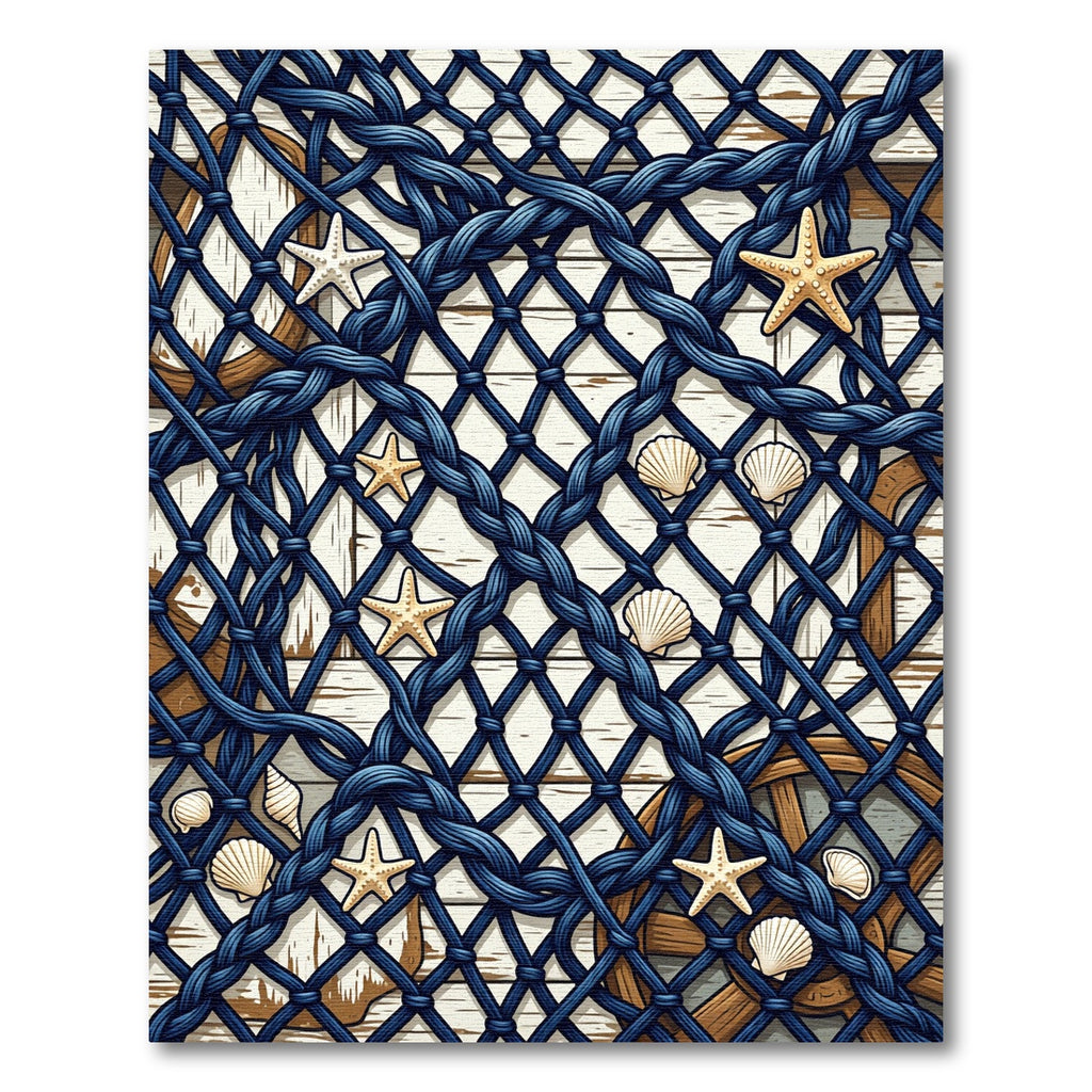Coastal Navy Rope Starfish Shell Rug