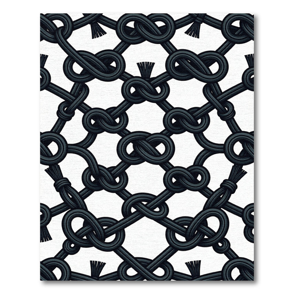 Black Woven Knot Lattice Rug