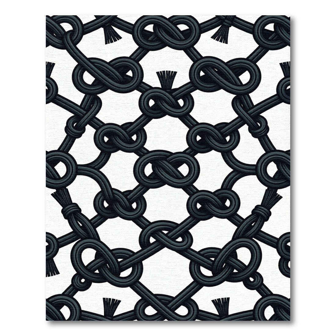 Black Woven Knot Lattice Rug
