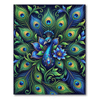 Radiant Peacock Feather Botanical Jewel Rug