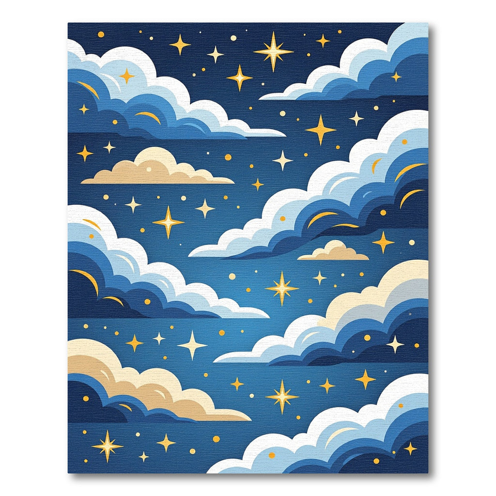 Celestial Blue Starry Night Clouds Rug