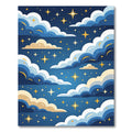 Celestial Blue Starry Night Clouds Rug