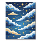 Celestial Blue Starry Night Clouds Rug