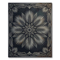 Metallic Silver Palm Leaf Mandala Rug