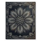 Metallic Silver Palm Leaf Mandala Rug