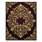 Regal Gold Floral Acanthus Swirls Rug