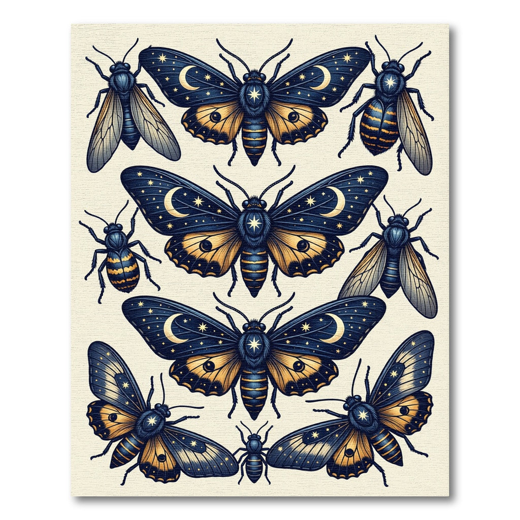 Celestial Gold Moon Butterfly Night Rug