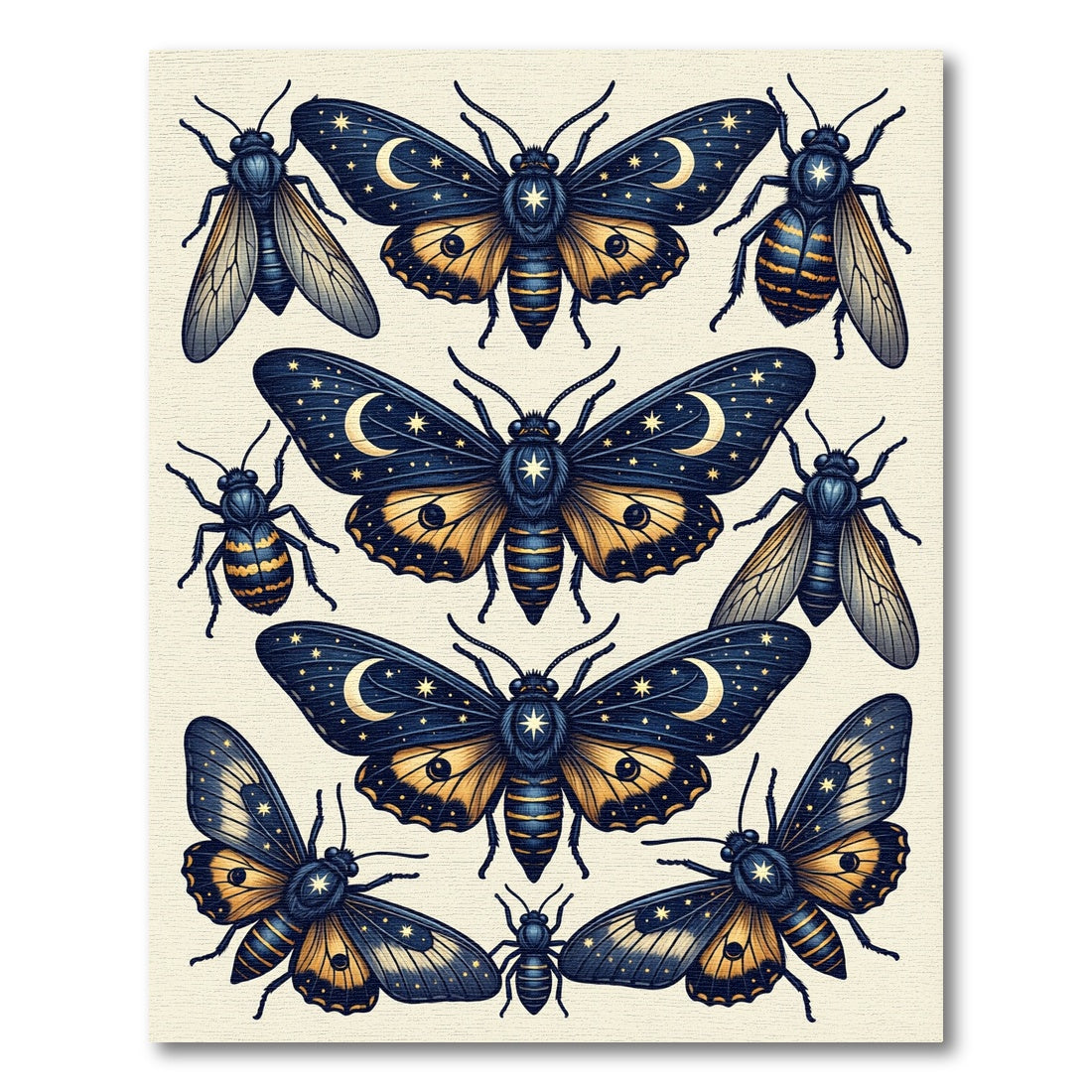 Celestial Gold Moon Butterfly Night Rug
