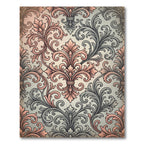 Vintage Blush Gray Scrollwork Damask Rug
