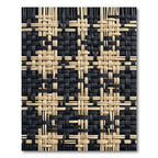 Modern Black and Beige Woven Grid Rug