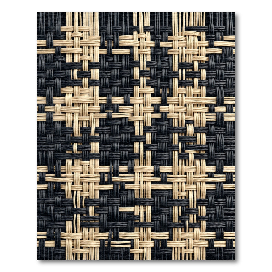 Modern Black and Beige Woven Grid Rug