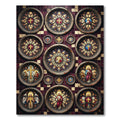 Gothic Stained Glass Burgundy Cross Medallion Rug