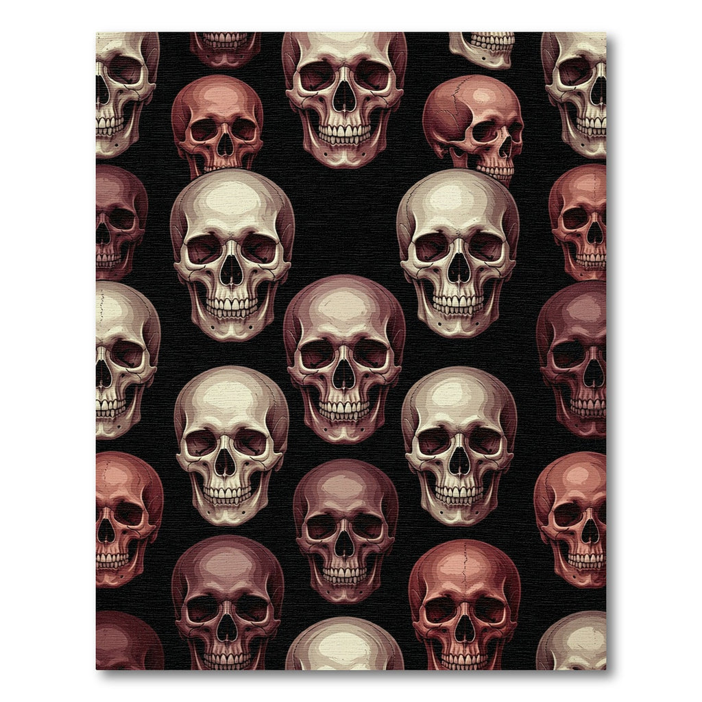 Gothic Beige and Brown Skull Mosaic Rug