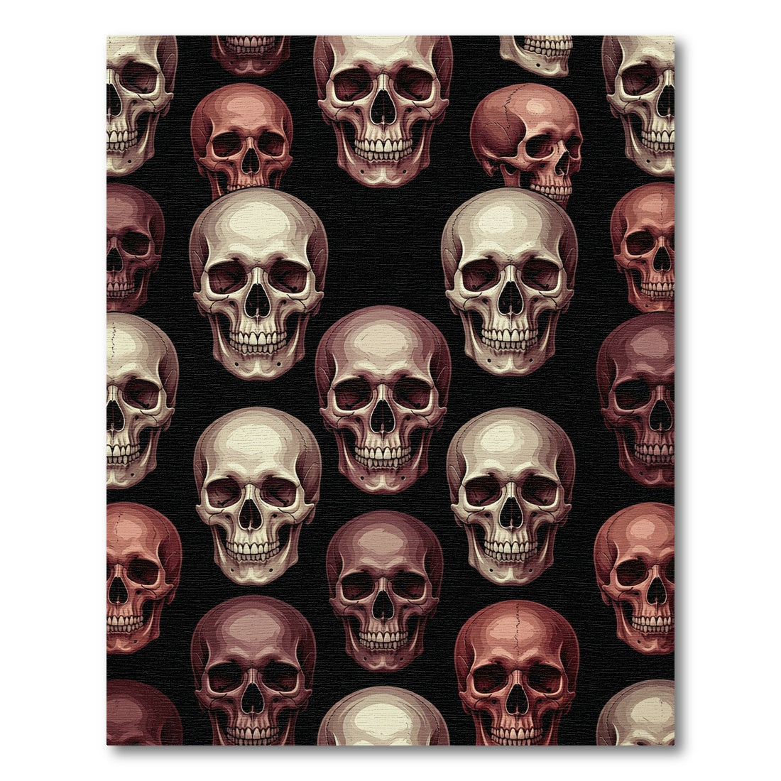 Gothic Beige and Brown Skull Mosaic Rug