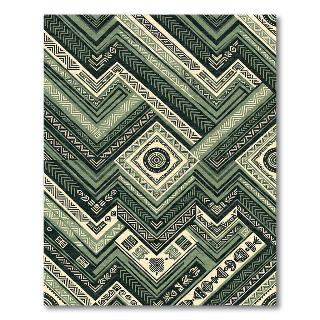 Sage Geometric Chevron Tribal Rug