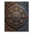 Elegant Bronze Silver Filigree Medallion Rug