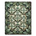 Elegante Sage Botanical Quatrefoil Scroll Rug